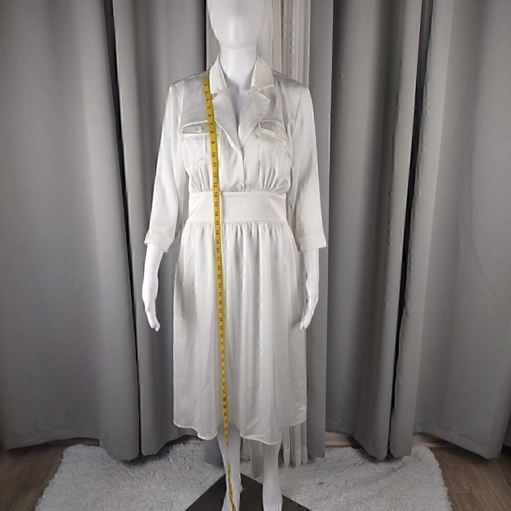 Marycrafts White Long Sleeve 2 Button Dress Size 8 (NWT) - Picture 5 of 12